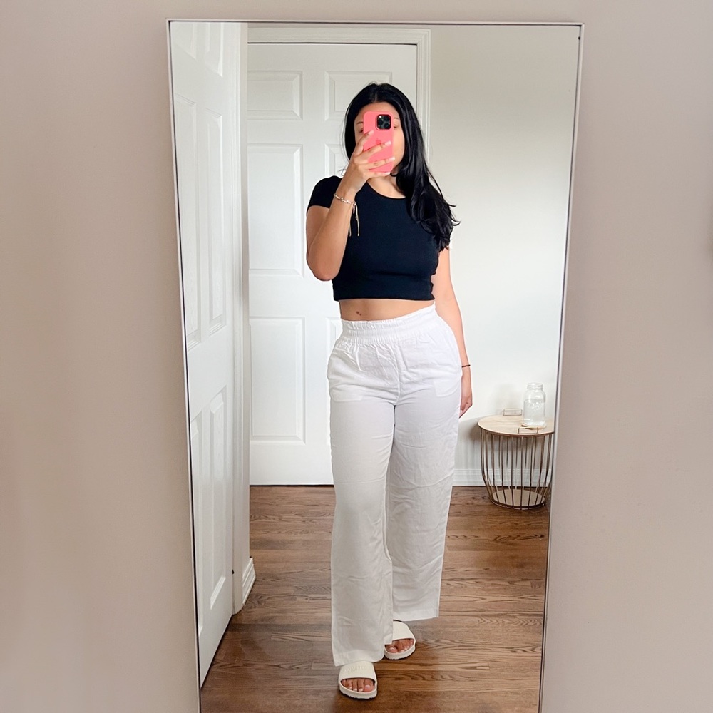 H&M High Rise Linen Pants Size S